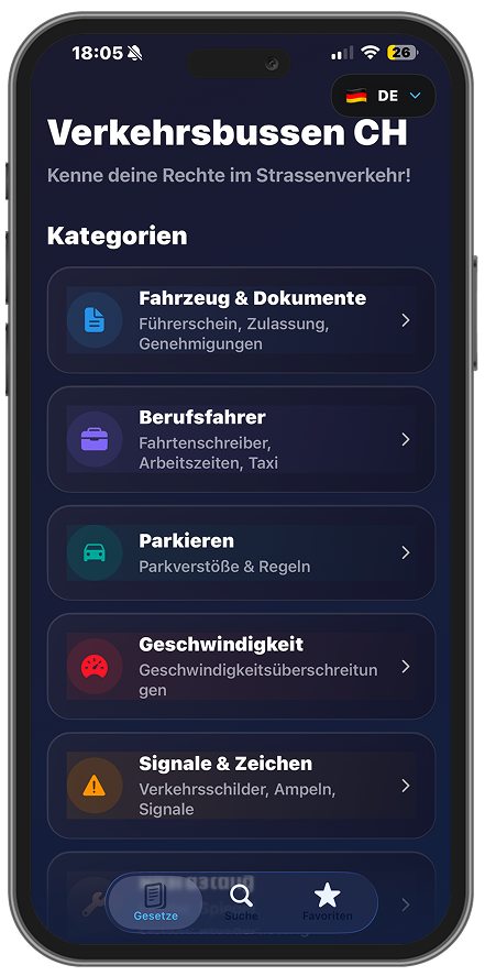 Verkehrsbussen CH App Screenshot